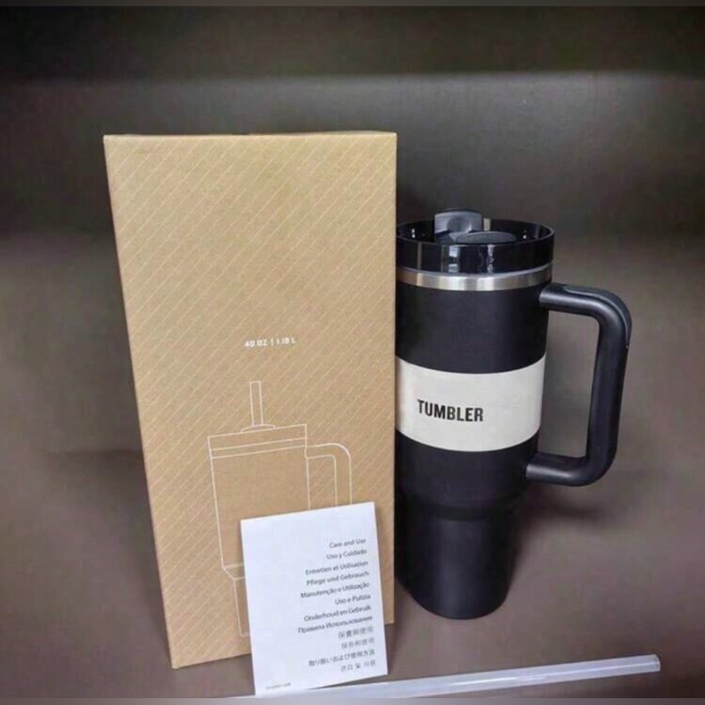Stanley Quencher H2.0 FlowState 40 oz. Tumbler, BLACK CLEAR Straw NEW IN BOX